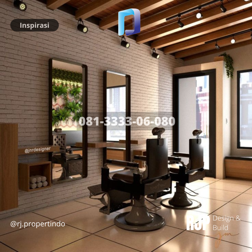 Inspirasi Desain Barbershop Rustic Minimalis Surabaya